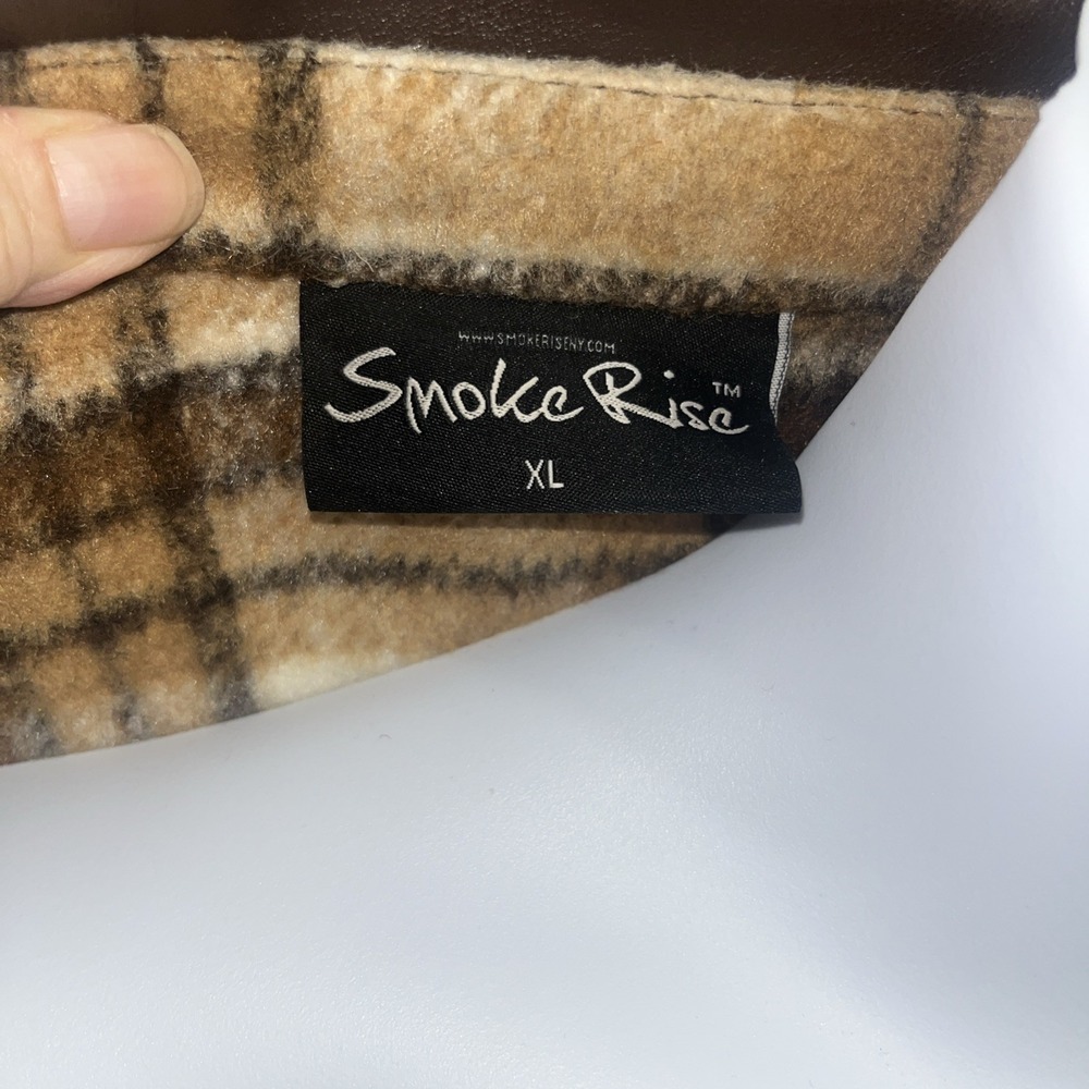 Smoke Rise Men's Vegan Leather Collar Plaid Shacket Shirt XL Maple League - Picture 15 of 15